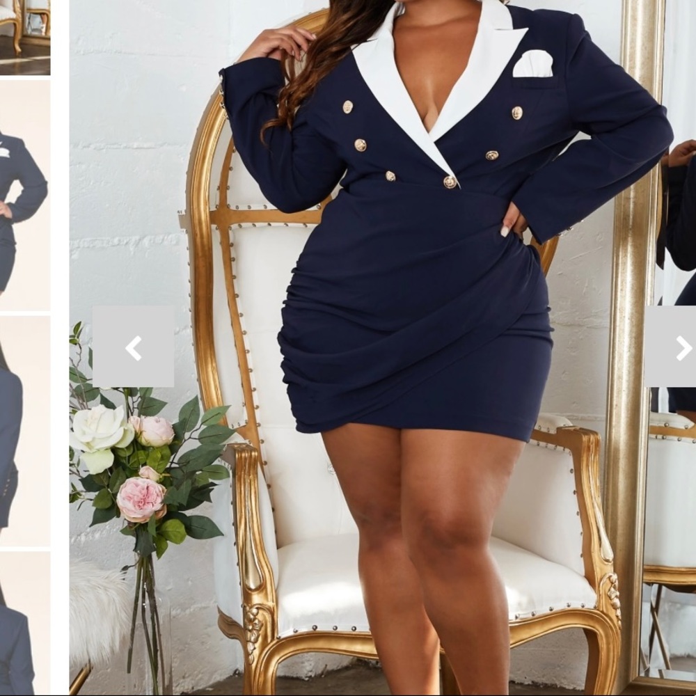 Two piece curve loving boss babe suit.